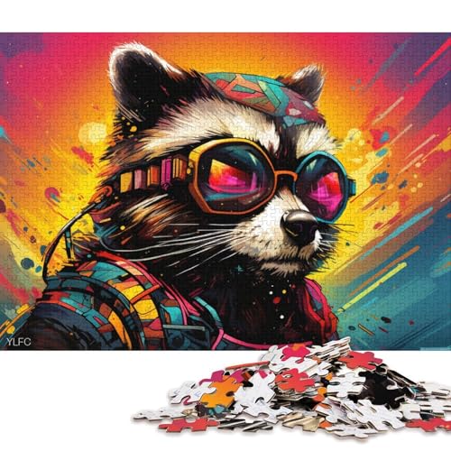 1000-teiliges Puzzle, bunter Roboter-Waschbär, Puzzle aus Karton, Lernspielzeug 38x26cm/1000 Stück von LiJianXXL