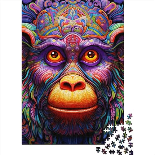 1000-teiliges Puzzle, buntes Affenquadrat-Puzzle für Erwachsene und Kinder, Holzpuzzle, Lernspielzeug, Größe: 75 x 50 cm von LiJianXXL