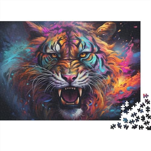 1000-teiliges Puzzle, buntes Tiger-Puzzle für Erwachsene, Holzbrett-Puzzle, Lernspiele, Heimdekorations-Puzzle. 50 x 75 cm von LiJianXXL