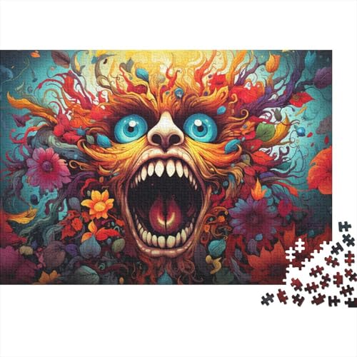 1000-teiliges Puzzle, buntes böses Monster, Puzzle für Erwachsene, Holzpuzzle, Familienspiele, Weihnachts- und Geburtstagsgeschenke, 50 x 75 cm von LiJianXXL