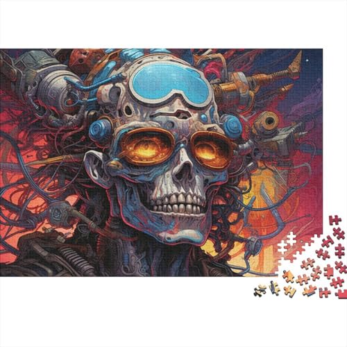 1000-teiliges Puzzle, farbenfrohe Psychedelie mechanischer Skelette, Puzzle für Erwachsene, Holzpuzzle, Lernspiel, Herausforderungsspielzeug, 50 x 75 cm von LiJianXXL