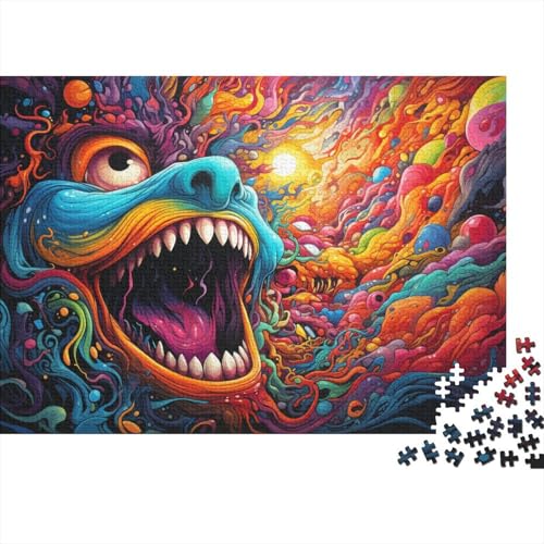 1000-teiliges Puzzle, farbenfrohe psychedelische Kunst, Puzzles für Erwachsene und Kinder, Holzpuzzle, Spielzeug, Denkspiel, 50 x 75 cm von LiJianXXL