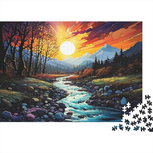 1000-teiliges Puzzle, farbenfroher Sonnenuntergangs-Dschungel, Puzzles für Erwachsene und Kinder, Holzpuzzle, Spielzeug, Denkspiel, 50 x 75 cm von LiJianXXL