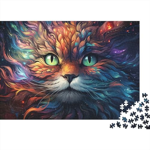 1000-teiliges Puzzle, farbenfrohes Planeten-Katzen-Puzzle für Erwachsene, Holzpuzzle, Familienpuzzlespiel, 50 x 75 cm von LiJianXXL