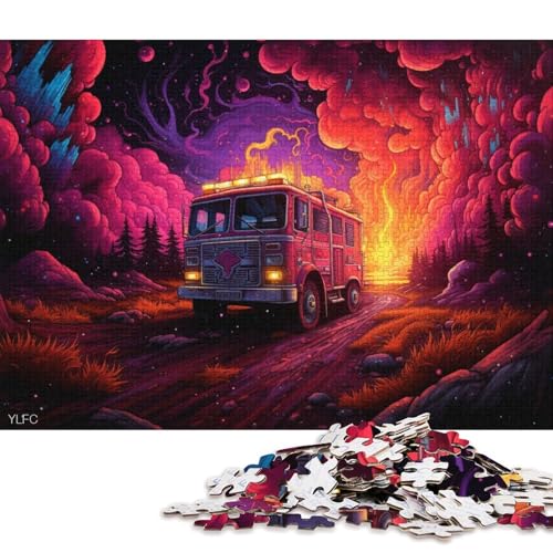 1000-teiliges Puzzle, farbige Feuerwehrautos, Puzzle für Erwachsene, Kartonpuzzle, Lernspiele für Erwachsene und Kinder 38x26cm/1000 Teile von LiJianXXL