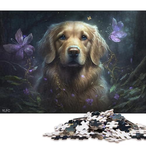 1000-teiliges Puzzle, magischer Golden Retriever, Puzzle für Erwachsene, Kartonpuzzle, lustiges Geschenk 38x26cm/1000 Teile von LiJianXXL