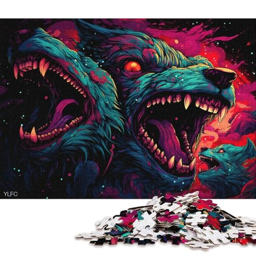 1000-teiliges Puzzle, wütender Wolf, Puzzle für Erwachsene, Holzpuzzle, lustiges Geschenk 75x50cm/1000 Teile von LiJianXXL