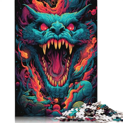 1000-teiliges Puzzle Angry Art Dragons Puzzle für Erwachsene, Holzpuzzle, interessantes Puzzle zur Stressreduzierung, 75 x 50 cm von LiJianXXL