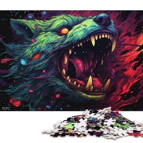 1000-teiliges Puzzle Angry Lynx, Puzzle für Erwachsene, Holzpuzzle, Lernspiel, Herausforderungsspielzeug 75x50cm/1000 Stück von LiJianXXL