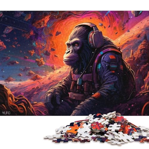 1000-teiliges Puzzle Astronaut Monkey, Puzzle für Kinder, Papppuzzle für Familienspaß und Spieleabend 38x26cm/1000 Teile von LiJianXXL