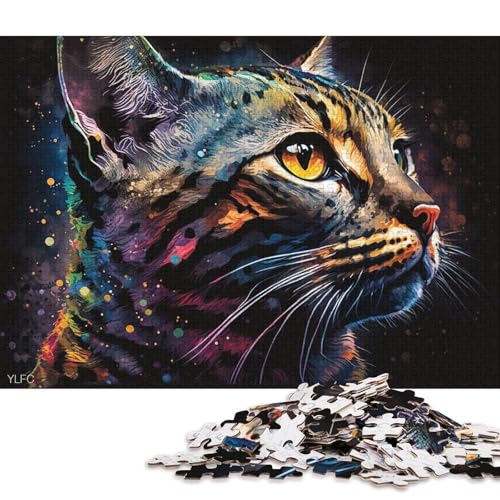 1000-teiliges Puzzle Bengalkatze für Erwachsene, farbenfrohes Holzpuzzle, Lernspiele, Heimdekorationspuzzle. (Größe 75 * 50 cm) von LiJianXXL