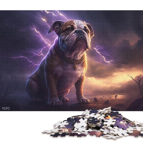 1000-teiliges Puzzle Bulldogge, Puzzle aus Karton, Lernspielzeug 38x26cm/1000 Stück von LiJianXXL