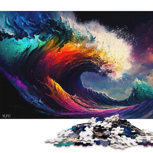 1000-teiliges Puzzle Bunte Meereswellen, Puzzle für Karton, Lernspielzeug (Größe 38 * 26 cm) von LiJianXXL