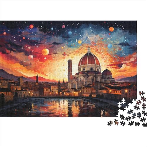 1000-teiliges Puzzle Bunte Psychedelie der Kathedrale von Florenz Puzzle für Erwachsene, Holzbrett-Puzzle, anspruchsvolles Spiel-Puzzle, 50 x 75 cm von LiJianXXL