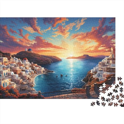 1000-teiliges Puzzle Bunte Psychedelie in Mykonos, Puzzle für Erwachsene und Kinder, Holzpuzzle, Spielzeug, Denkspiel, 50 x 75 cm von LiJianXXL