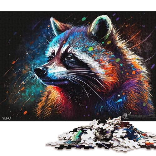 1000-teiliges Puzzle Bunte Waschbären für Erwachsene, Kartonpuzzle, Lernspiele, Heimdekorationspuzzle. (Größe 38 * 26 cm) von LiJianXXL