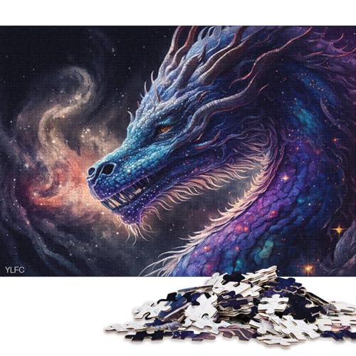 1000-teiliges Puzzle Cosmic Art Dragon für Erwachsene, Holzpuzzle, Heimkunstdekor (Größe 75 * 50 cm) von LiJianXXL