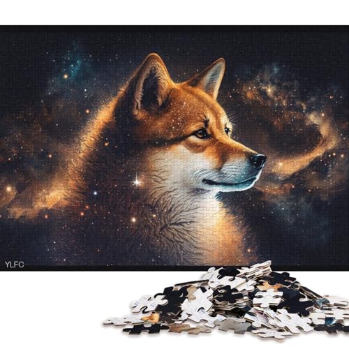 1000-teiliges Puzzle Cosmic Galaxy Shiba Inu, Puzzle für Kartonpuzzle, tolles Geschenk für Erwachsene (Größe 38 * 26 cm) von LiJianXXL