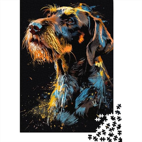 1000-teiliges Puzzle Deutscher Drahthaar-Hund, quadratische Kunstpuzzles für Erwachsene und Kinder, Holzpuzzle, Heimdekoration, Puzzlegröße: 75 x 50 cm von LiJianXXL