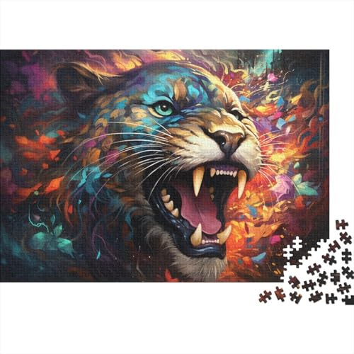 1000-teiliges Puzzle Die farbenfrohe Psychedelie des bösen Leoparden, Puzzle für Erwachsene, Holzbrett-Puzzle, anspruchsvolles Spiel-Puzzle, 50 x 75 cm von LiJianXXL