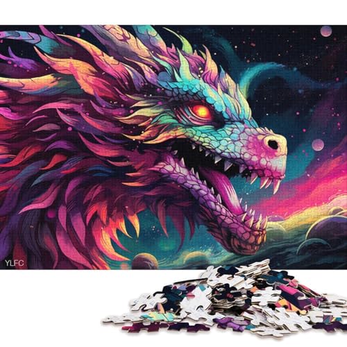 1000-teiliges Puzzle Drache im Weltraum, Puzzles für Erwachsene, Kartonpuzzle, Lernspielzeug, Familienspiele 38x26cm/1000 Teile von LiJianXXL