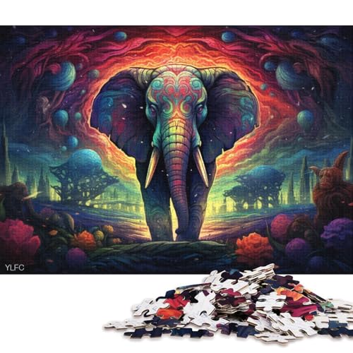 1000-teiliges Puzzle Elefanten im Weltraum, Puzzle für Erwachsene, Kartonpuzzle, lustiges Geschenk 38x26cm/1000 Teile von LiJianXXL