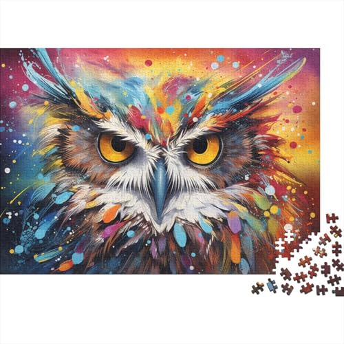 1000-teiliges Puzzle Fantasie-Eulen-Malpuzzle für Erwachsene und Kinder, Holzpuzzle, Spielzeug, Denkspiel, 50 x 75 cm von LiJianXXL