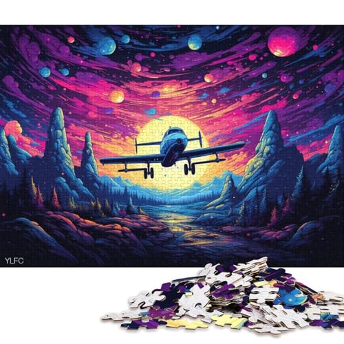 1000-teiliges Puzzle Flugzeug im Weltraum, Puzzle für Erwachsene, Holzpuzzle, Lernspiel, Herausforderungsspielzeug 75x50cm/1000 Teile von LiJianXXL