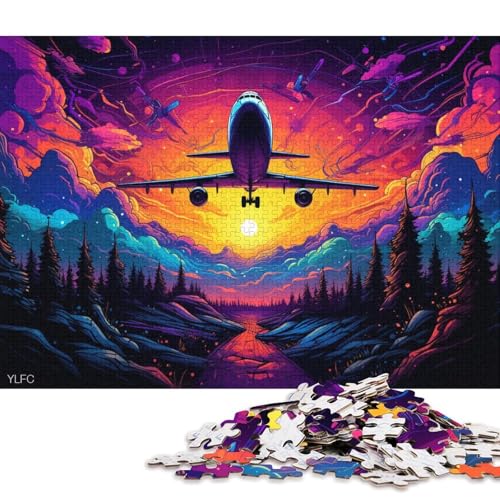 1000-teiliges Puzzle Flugzeug im Weltraum, Puzzle für Erwachsene, Kartonpuzzle, Lernspiele für Erwachsene und Kinder 38x26cm/1000 Teile von LiJianXXL