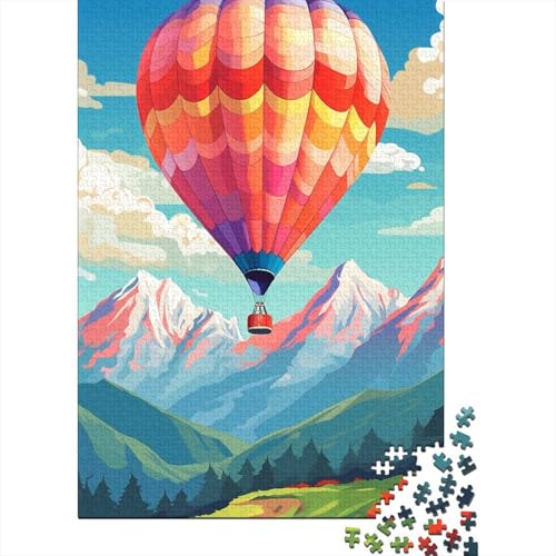 1000-teiliges Puzzle Heißluftballon mit Bergen Kreatives quadratisches Puzzle für Erwachsene und Kinder Holzpuzzle Spielzeug Denkspiel Größe: 75 x 50 cm von LiJianXXL