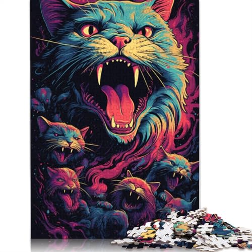 1000-teiliges Puzzle Katzen-Tiere Puzzle für Erwachsene Kartonpuzzle Denksport-Puzzle für Erwachsene 38x26cm von LiJianXXL