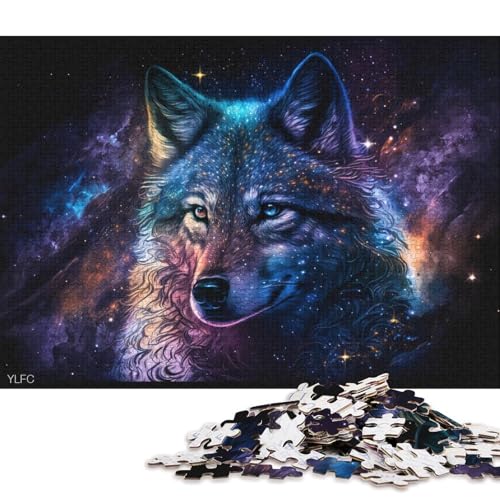 1000-teiliges Puzzle Kosmisches Galaxie-Wolf-Puzzle für Holzpuzzle, Lernspielzeug (Größe 75 * 50 cm) von LiJianXXL