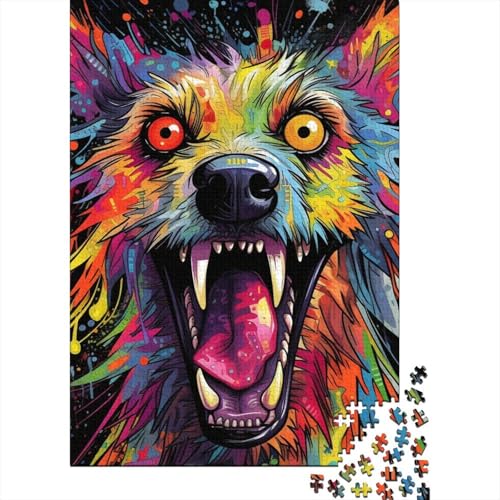 1000-teiliges Puzzle Psychedelic The Hyena, kreatives quadratisches Puzzle für Erwachsene und Kinder, Holzpuzzle, Spielzeug, Denkspiel, Größe: 75 x 50 cm von LiJianXXL