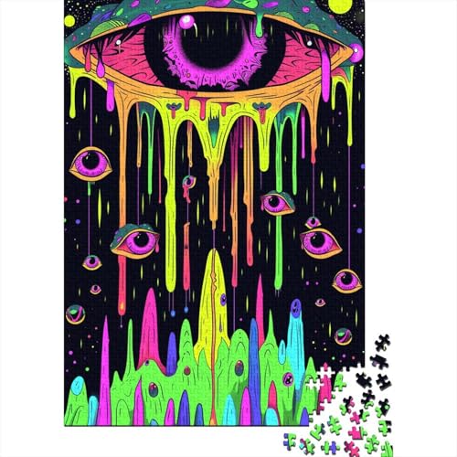 1000-teiliges Puzzle Psychedelische Augen, kreatives quadratisches Puzzle für Erwachsene und Kinder, Holzpuzzle, Lernspielzeug, Größe: 75 x 50 cm von LiJianXXL