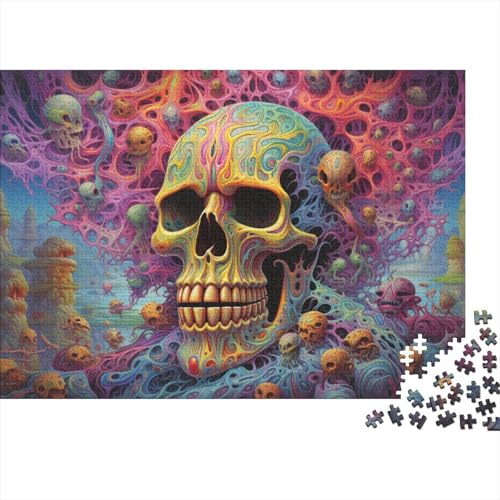 1000-teiliges Puzzle Psychedelische Skelettwelt, Puzzles für Erwachsene und Kinder, Holzpuzzle, Spielzeug, Denkspiel, 50 x 75 cm von LiJianXXL