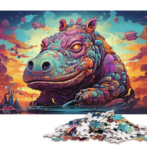 1000-teiliges Puzzle Roboter-Nilpferd-Kunst-Puzzles, Kartonpuzzles, Lernspielzeug 38x26cm/1000 Stück von LiJianXXL