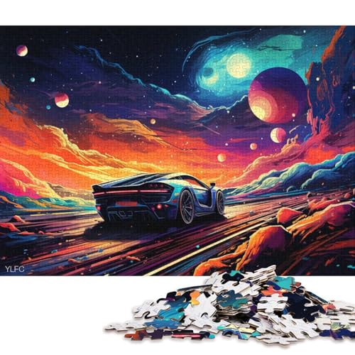 1000-teiliges Puzzle Sportwagen im Weltraum, Puzzle für Erwachsene, Holzpuzzle, Lernspiel, Herausforderungsspielzeug 75x50cm/1000 Stück von LiJianXXL