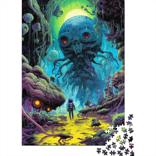 1000-teiliges Puzzle Weltraummonster, Puzzle für Erwachsene, Holzpuzzle, Lernspiel für Erwachsene und Kinder, Größe: 75 x 50 cm von LiJianXXL