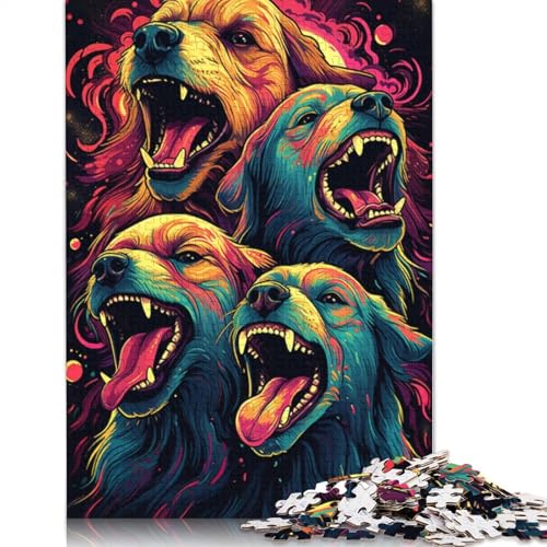 1000-teiliges Puzzle Wütender Golden Retriever, Puzzle für Erwachsene, Holzpuzzle, interessantes Puzzle zur Stressreduzierung, 75 x 50 cm von LiJianXXL