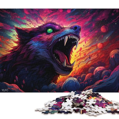 1000-teiliges Puzzle Wütender Wolf, Puzzle für Erwachsene, Kartonpuzzle, Lernspiele für Erwachsene und Kinder 38x26cm/1000 Teile von LiJianXXL