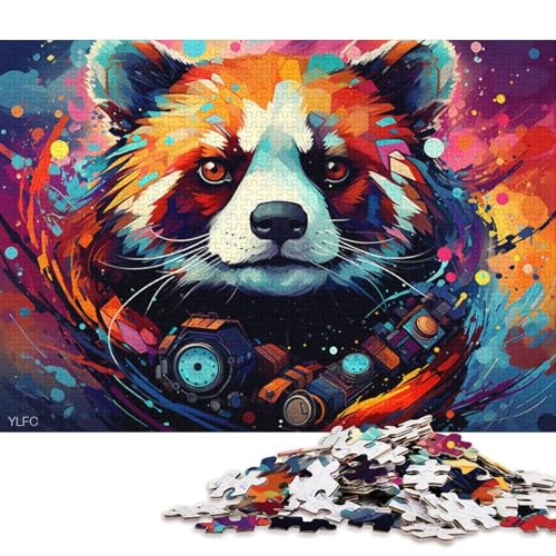 1000-teiliges Puzzle für Erwachsene, Bunter Roboter, Roter Panda, Puzzle für Erwachsene, Holzpuzzle, Heimdekoration 75x50cm/1000 Teile von LiJianXXL