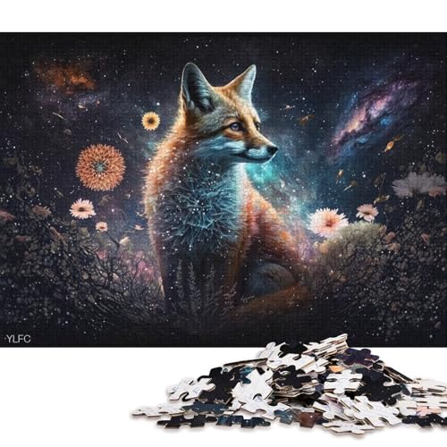 1000-teiliges Puzzle für Erwachsene, Cosmic Fantasy Fox-Puzzles für Erwachsene und Kinder, Holzpuzzles, Lernspiel, Herausforderungsspielzeug (Größe 75 * 50 cm) von LiJianXXL