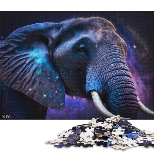 1000-teiliges Puzzle für Erwachsene, Galactic Cosmic Elephant, Puzzles für Erwachsene und Kinder, Holzpuzzle, Lernspiel, Herausforderungsspielzeug (Größe 75 * 50 cm) von LiJianXXL