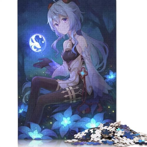 1000-teiliges Puzzle für Erwachsene, Genshin Impact Ganyu-Puzzle für Erwachsene, Kartonpuzzle, Lernspiel für Erwachsene und Kinder (Größe 38 x 26 cm) von LiJianXXL