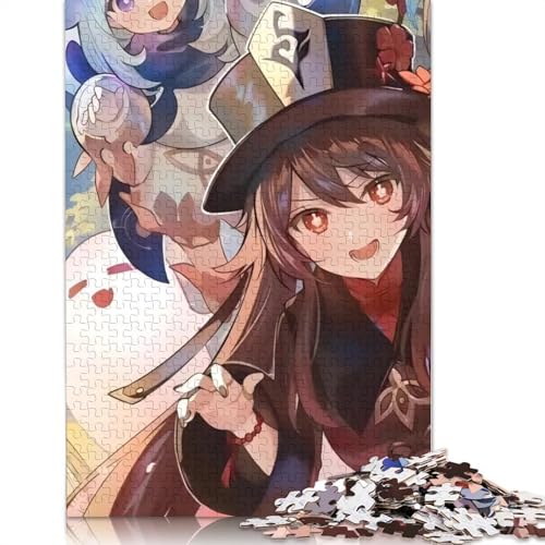 1000-teiliges Puzzle für Erwachsene, Genshin Impact-Puzzles, Holzpuzzles, Lernspielzeug, Familienspiele (Größe 75 x 50 cm) von LiJianXXL