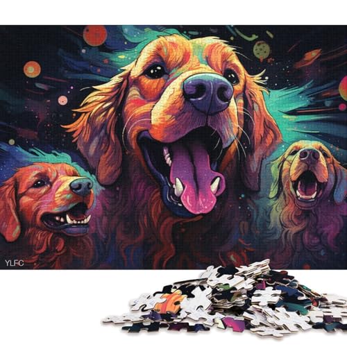 1000-teiliges Puzzle für Erwachsene, Golden Retriever im Weltraum, Puzzles für Holzpuzzle, tolles Geschenk für Erwachsene 75x50cm/1000 Teile von LiJianXXL