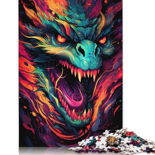 1000-teiliges Puzzle für Erwachsene, Kunst-Puzzle Fliegender Drache für Erwachsene, Holzpuzzle für Familienspaß und Spieleabend, 75 x 50 cm von LiJianXXL