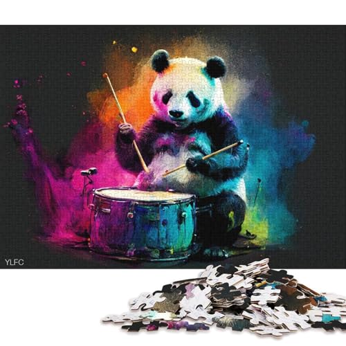 1000-teiliges Puzzle für Erwachsene, Panda spielt Trommel, Puzzles für Holzpuzzle, tolles Geschenk für Erwachsene 75x50cm/1000 Teile von LiJianXXL