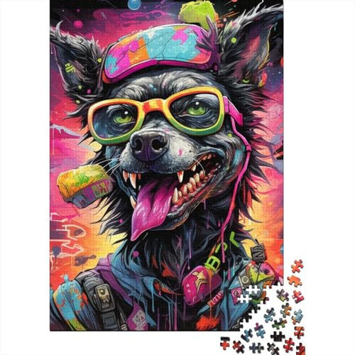 1000-teiliges Puzzle für Erwachsene, Psychedelischer Pudel, quadratisches Puzzle für Erwachsene und Kinder, Holzpuzzle, Puzzle, Mitmachspiel, Größe: 75 x 50 cm von LiJianXXL