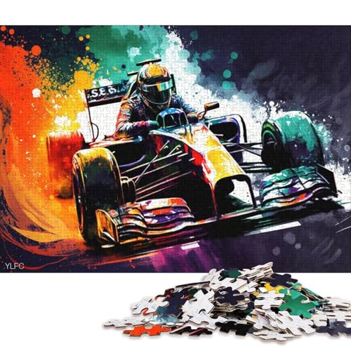 1000-teiliges Puzzle für Erwachsene, Puzzle-Geschenke, buntes Rennauto-Puzzle für Kinder, Holzpuzzle, Heimdekoration, Puzzle-Spielzeug (Größe 75 * 50 cm) von LiJianXXL